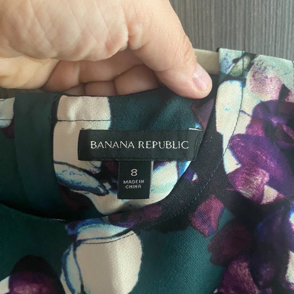 Green Floral Banana Republic Peplum Dress - Size 8 - Picture 2 of 7